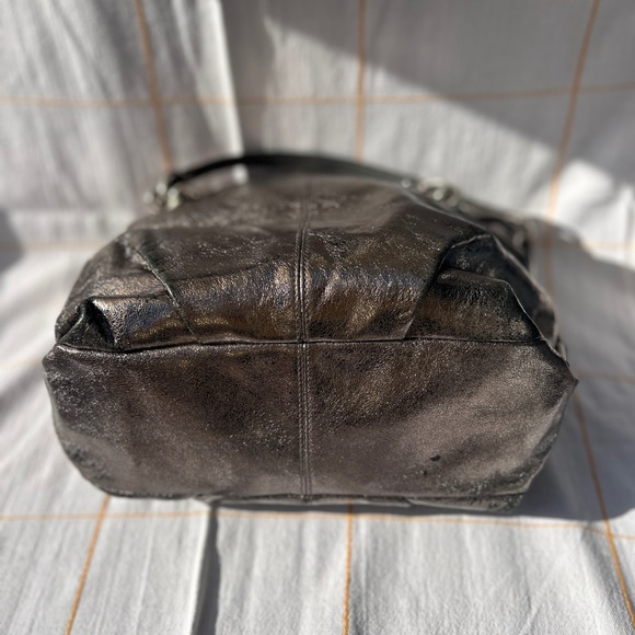 Coach Brooke Hobo Metallic Pewter Leather Tote - Picture 5 of 6